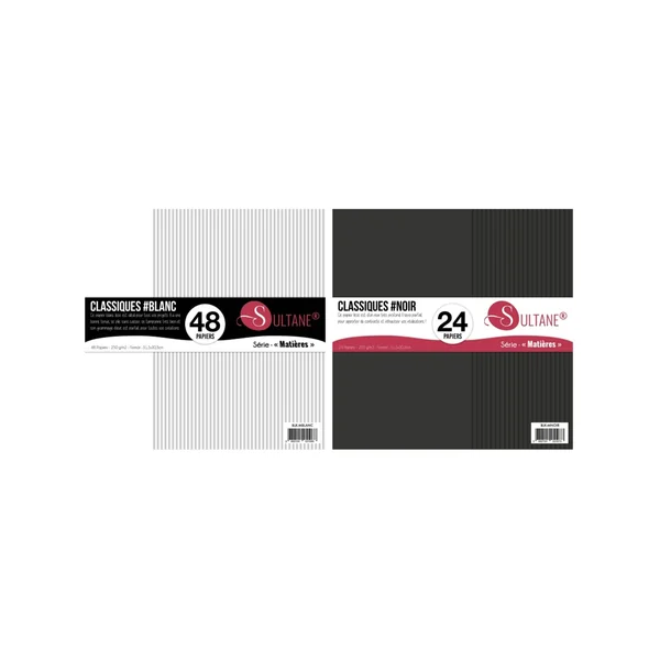 72 papeles Scrapbooking Negro + Blanco - 300g/m2