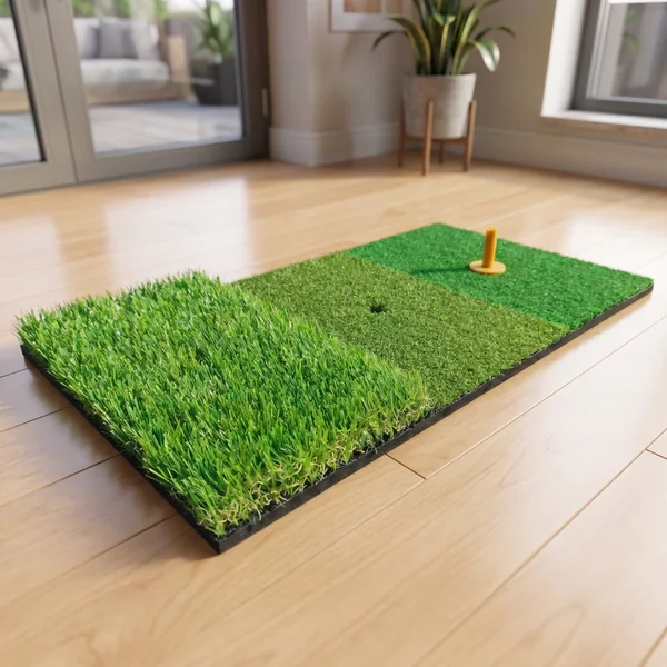 Alfombrilla compacta de césped para práctica de golf en interiores