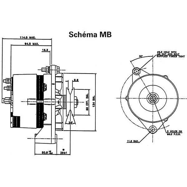 Alternador 12V 70A (sin polea) - Imagen 2