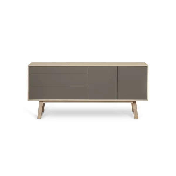 Aparador Alto MON PETIT MEUBLE FRANÇAIS con 2 Puertas y 3 Cajones (Gris Moscada - Madera - 220 x 94 x 46 cm)