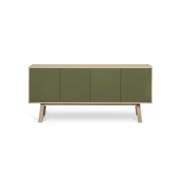 Aparador Alto MON PETIT MEUBLE FRANÇAIS con 4 Puertas (Marrón - Madera - 160 x 77 x 46 cm)
