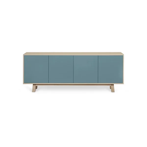 Aparador Bajo MON PETIT MEUBLE FRANÇAIS con 4 Puertas (Azul Frehel - Madera - 160 x 77 x 46 cm)
