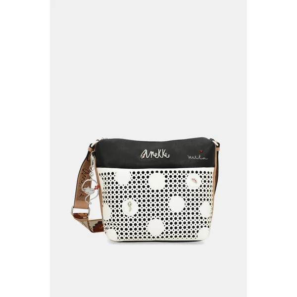 Bandolera grande con bolsillo frontal Lunares