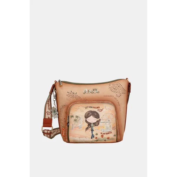 Bandolera grande Peace & Love Camel