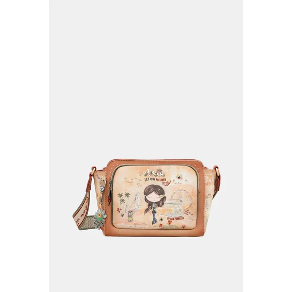 Bandolera rectangular Peace & Love Camel