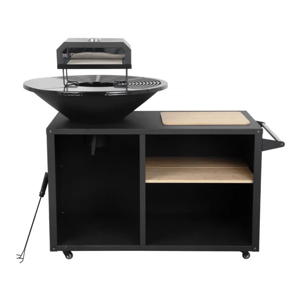 Barbecue plancha brasero avec four à pizza "Maréchal" - Ø 81 cm - Noir