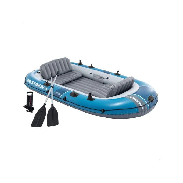 Barca hinchable Excursion 4 INTEX con remos, hinchador y asientos hinchables