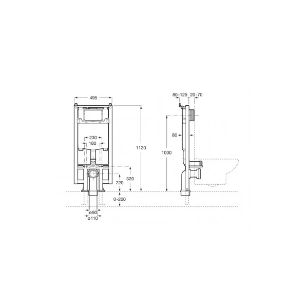 Bastidor con cisterna compacta Duplo wc one compact roca - Imagen 2