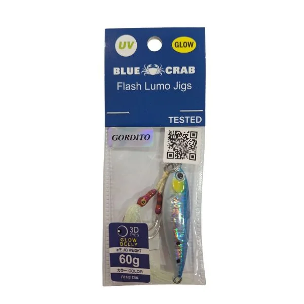 Blue Crab Jig Fat Glow Blue Tail - Monty pesca