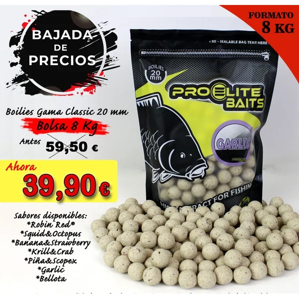 BOILIES GARLIC 20MM 8KGS PRO ELITE