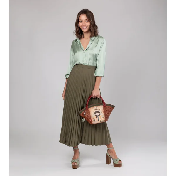 Bolso cesta Peace & Love Camel - Imagen 2