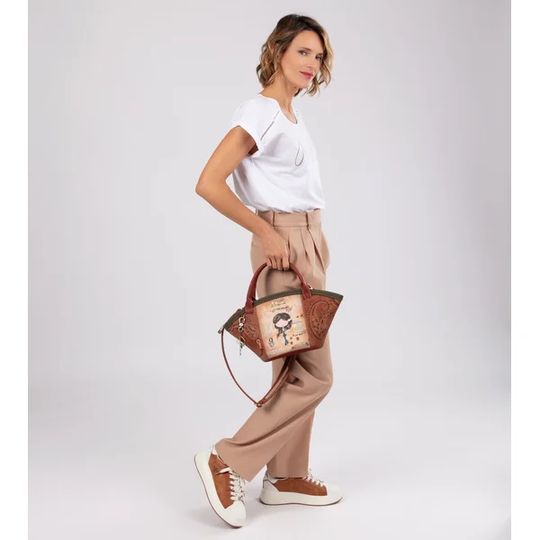 Bolso cesta Peace & Love Camel - Imagen 11