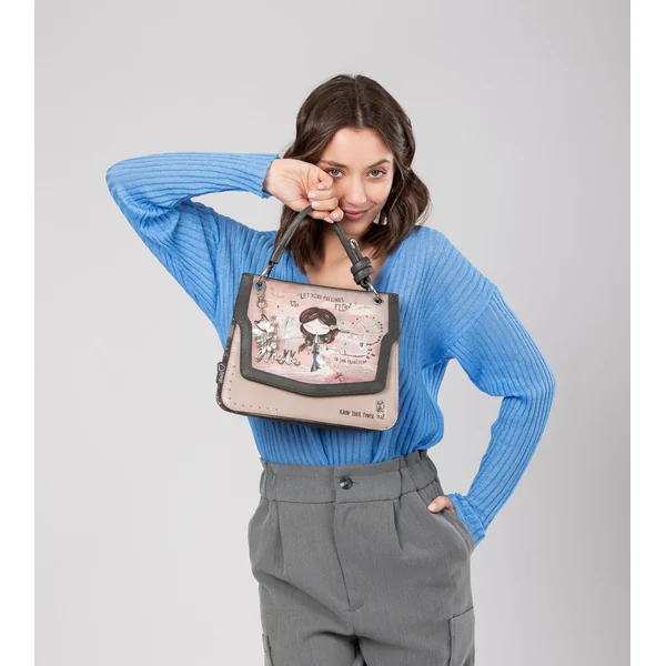Bolso de solapa Peace & Love rosa - Imagen 2