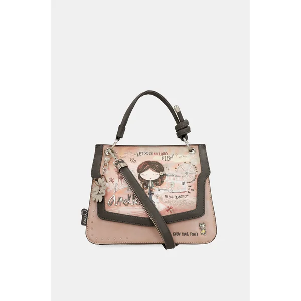 Bolso de solapa Peace & Love rosa - Imagen 10