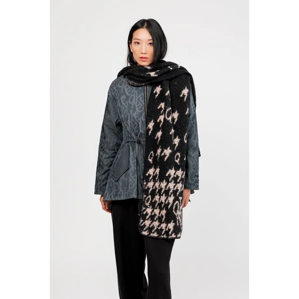 Bufanda con capucha negra y beige - Imagen 2
