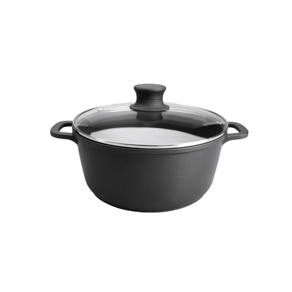 Cacerola de aluminio con tapa de vidrio fundido LACOR Titanium Pro D. 24 cm