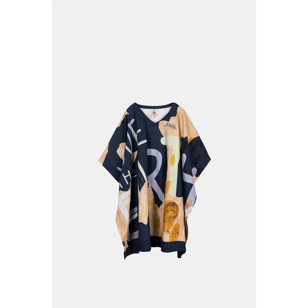 Caftán estampado azul marino