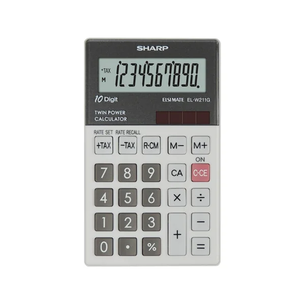Calculadora Básica SHARP EL-W211G Gris (10 dígitos)