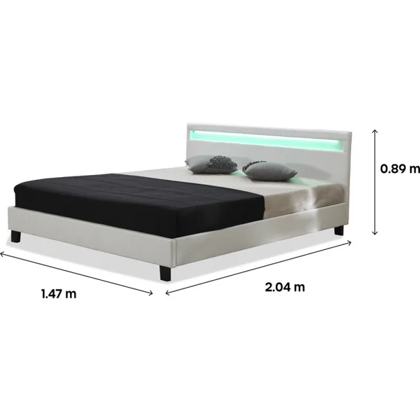 Cama LED "Maria" - 140 x 190 cm - Branco - Imagen 3