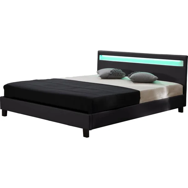 Cama LED "Maria" - 160 x 200 cm - Preta