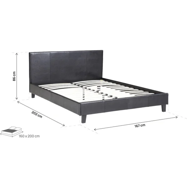 Cama "Lina" - 160 x 200 cm - Preto - Imagen 3