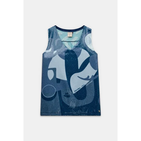 Camiseta azul con lentejuelas