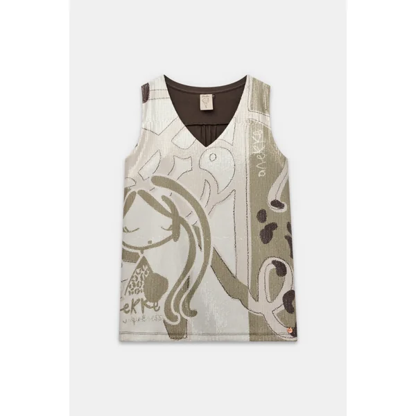 Camiseta beige con lentejuelas