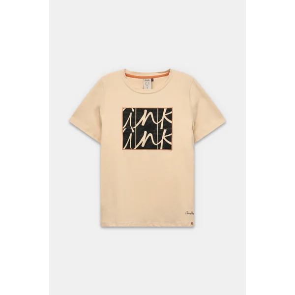 Camiseta beige de manga corta