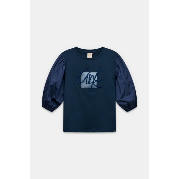 Camiseta con manga abullonada azul marino