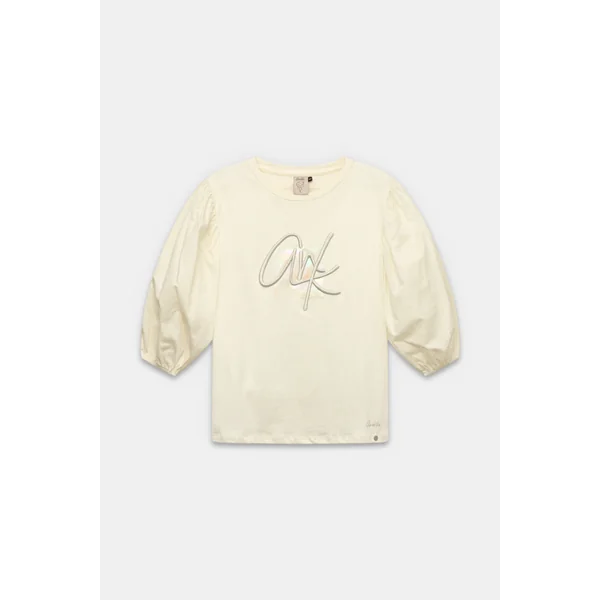 Camiseta con manga abullonada beige