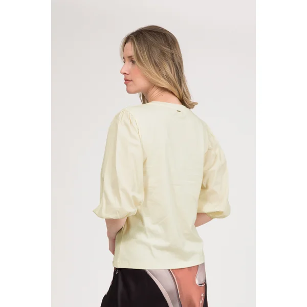 Camiseta con manga abullonada beige - Imagen 4