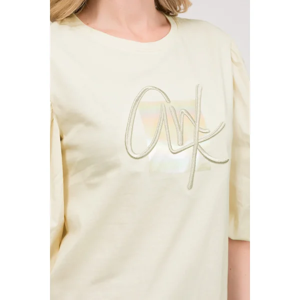 Camiseta con manga abullonada beige - Imagen 5