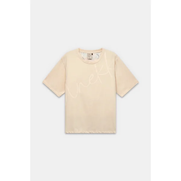 Camiseta de manga corta beige con estampado