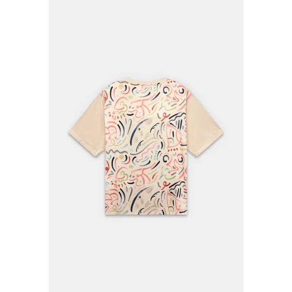 Camiseta de manga corta beige con estampado - Imagen 3