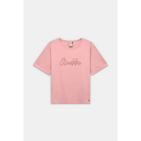Camiseta de manga corta rosa con logo
