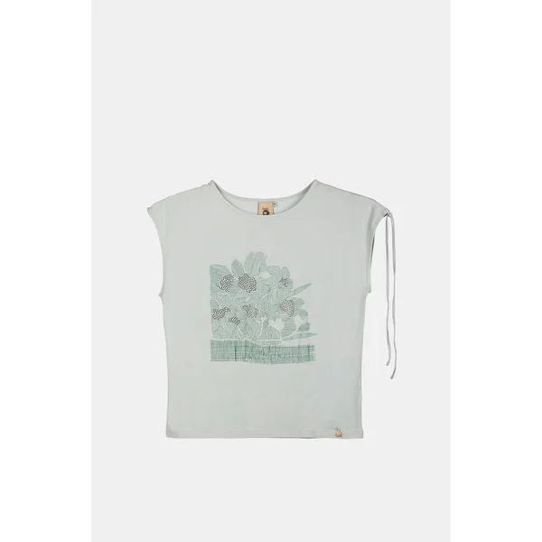 Camiseta fruncido lateral azul