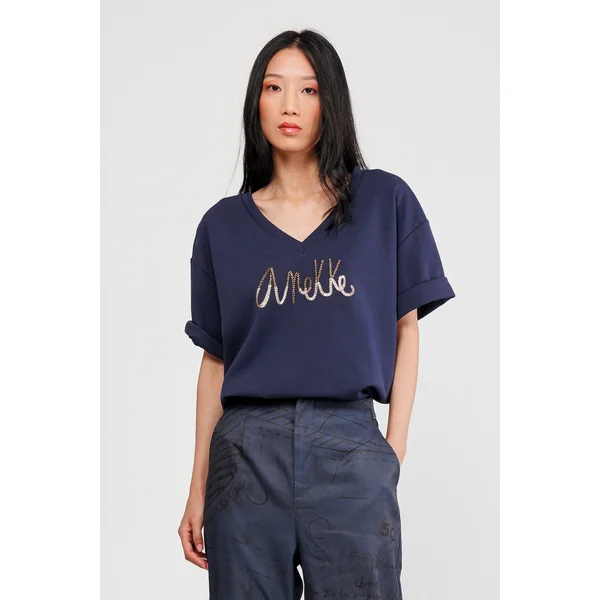 Camiseta manga corta azul con logo