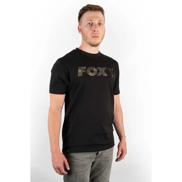CAMISETA NEGRA FOX LOGO CAMO