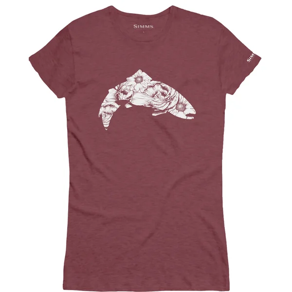 Camiseta Simms W's Anderson Floral Trout burdeos brezo