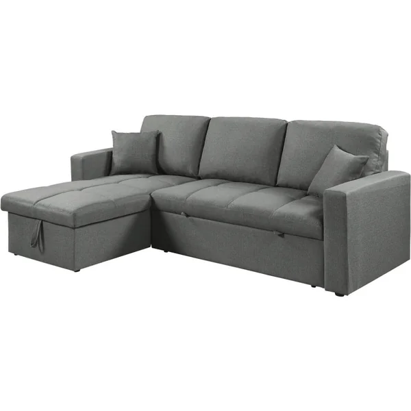 Canapé d'angle convertible/réversible style bubble "Alain" - 3 places - Gris