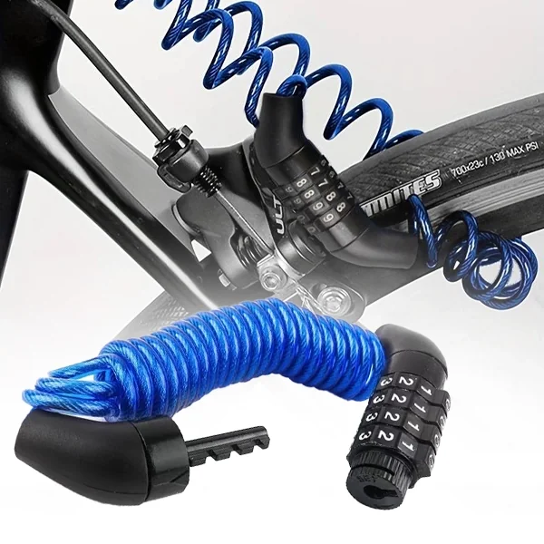 Candado de Cable para Bicicleta con Combinación de 4 Dígitos
