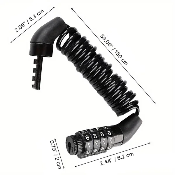 Candado de Cable para Bicicleta con Combinación de 4 Dígitos - Imagen 6