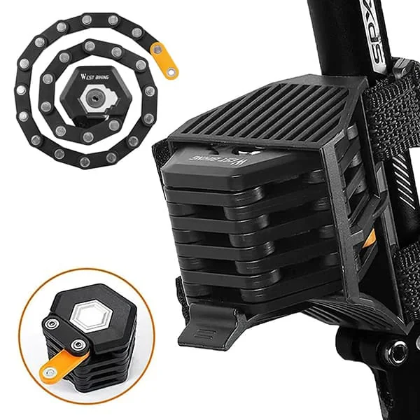 Candado para Cadena de Bicicleta Plegable con Cable Antirrobo