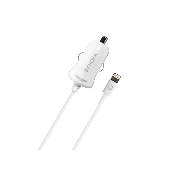 Cargador coche Lightning para iPhone 6/6s 1A KHORA Blanco