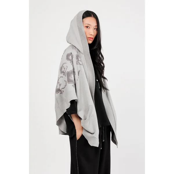 Chaqueta estilo poncho gris