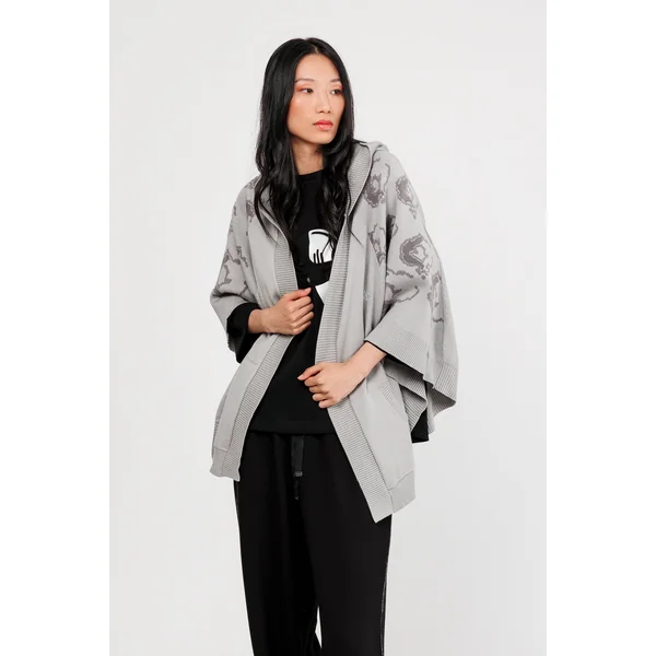 Chaqueta estilo poncho gris - Imagen 2