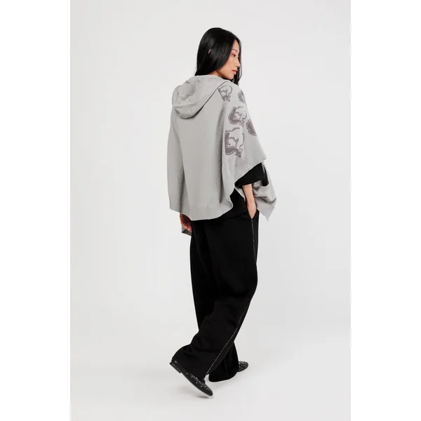 Chaqueta estilo poncho gris - Imagen 3