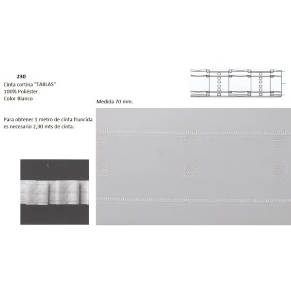 Cinta Cortina "TABLAS" 70mm
