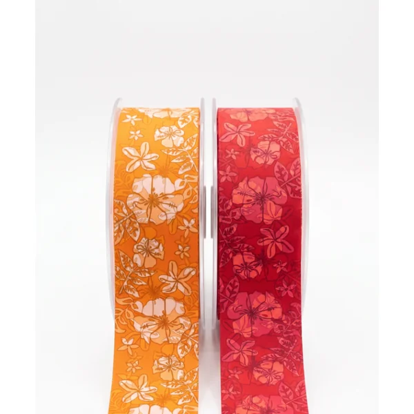 Cinta De Tafetán Estampada Motivos Florales