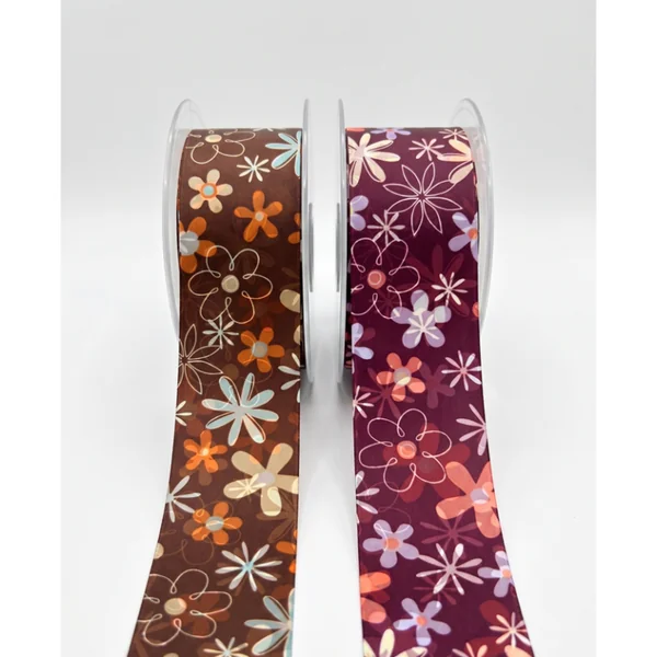 Cinta Tafetán Floral Doble Cara 5 cm